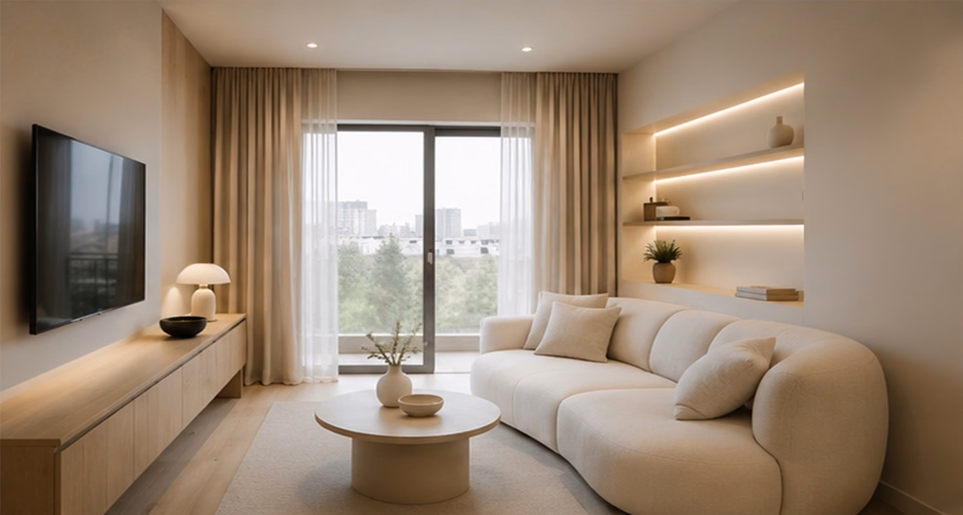 Balkona açılan salon (mimari görselleştirme)