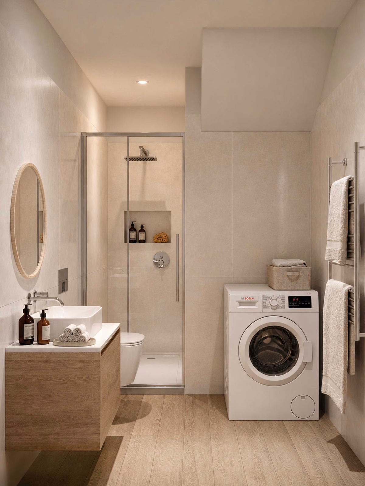 Banyo ve çamaşır alanı (mimari görselleştirme)